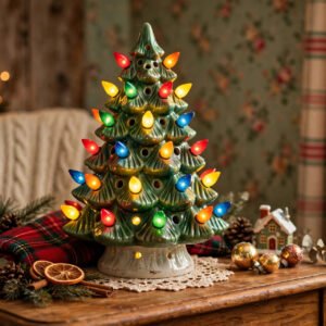 Pre-Lit Ceramic Tabletop Christmas Tree