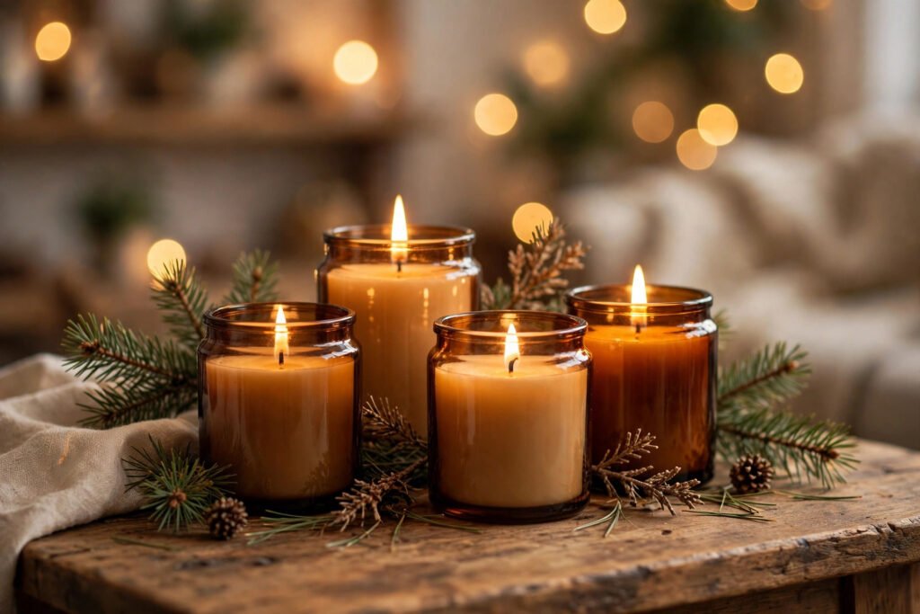 Scented candle gift set for a cozy Christmas home