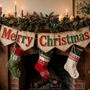 Vintage Merry Christmas Banner